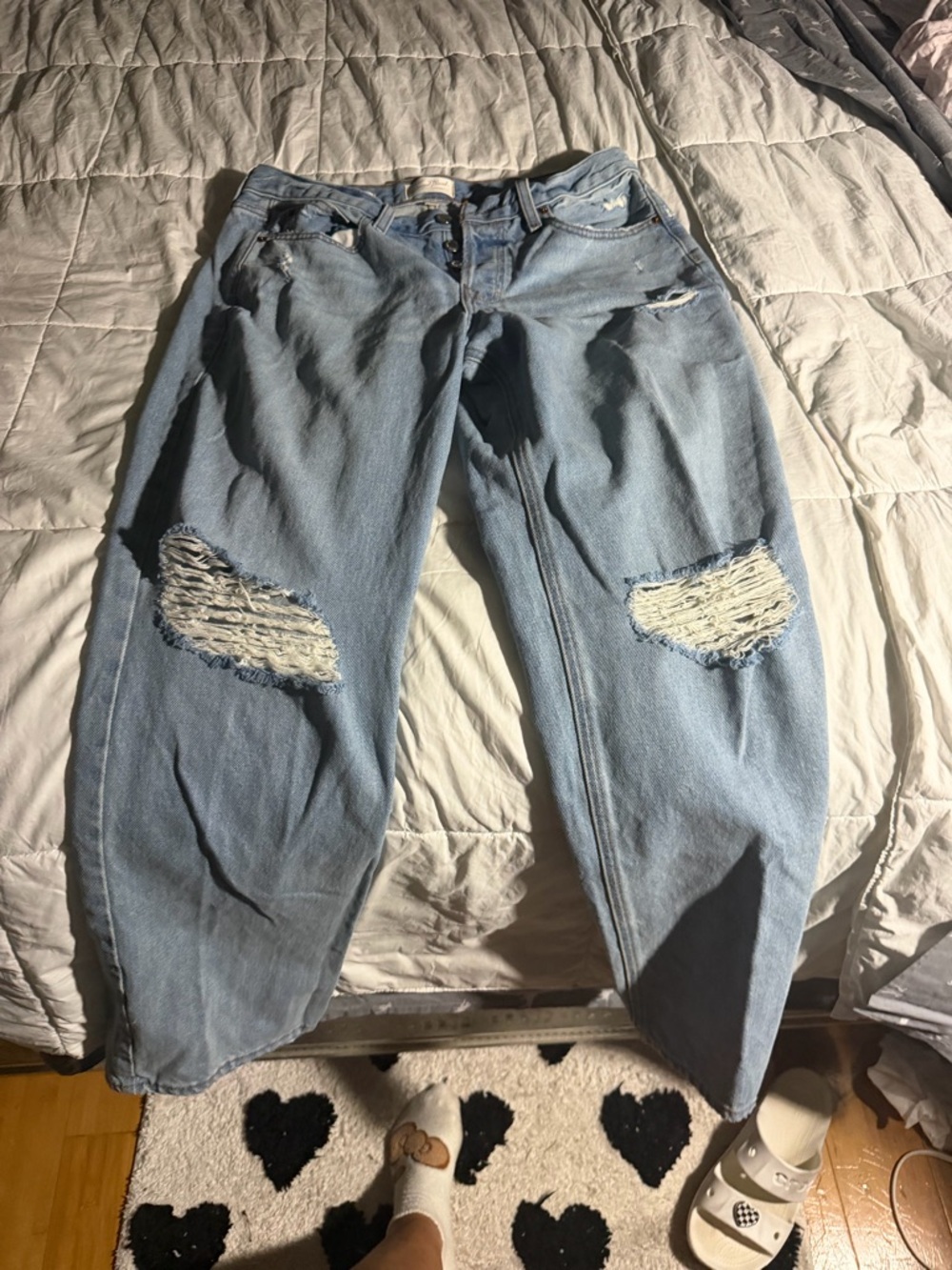 Vintage Light Blue Distressed Boyfriend Jeans